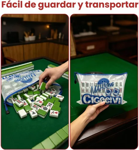 Vista 4 de 166 azulejos Mahjong American Basic de 1.2 pulgadas solo con bolsa Verde