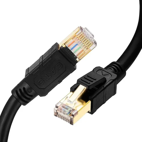 Vista 8 de Cable Ethernet Cat8, 3 pies de velocidad de cena 26 AWG 40 Gbps, 2000 Mhz con conector RJ45 chapado en oro, red LAN Cat8, cable SSTP UV