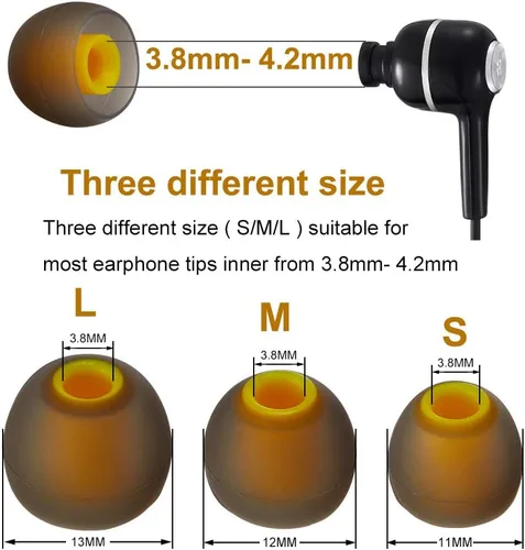 Vista 3 de Brandless Reemplazo de puntas de auriculares (18 piezas, 9 pares S/M/L) gris/amarillo
