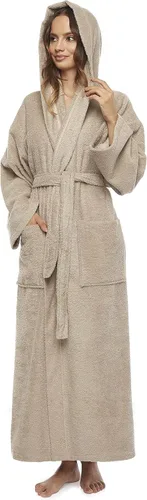 Vista 16 de Arus Bata de baño clásica con capucha para mujer, bata de algodón turco con opciones de longitud completa Negro