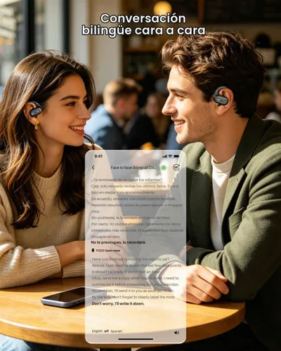 Vista 5 de TOZO Auriculares OpenWear Open Ear con traducción AI en tiempo real más de Negro mate