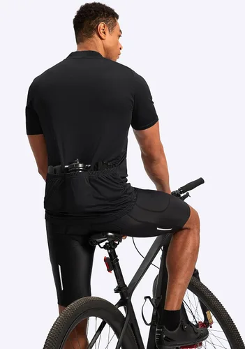 Vista 6 de Bikewa Maillot de ciclismo para hombre que absorbe la humedad, manga corta, UPF media cremallera, ciclismo, ciclismo de carretera, camisas