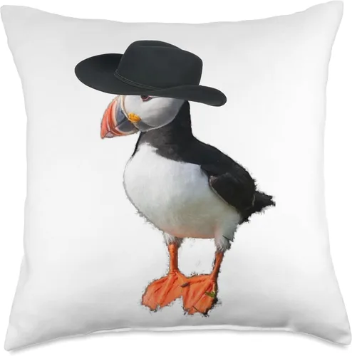 Vista 5 de Papageitaucher T-Shirt Cowboy Hut Vogel Geschenk Camiseta de frailecillo con sombrero de vaquero, idea de regalo, almohada de 16 x 16 pulgadas