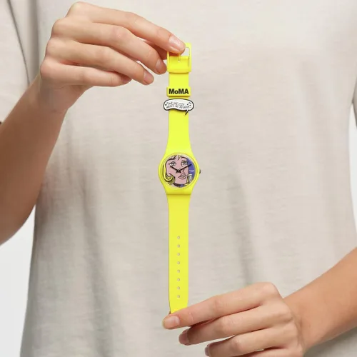 Vista 3 de Swatch Gent Biosourced Reverie de Roy Lichtenstein, el reloj cuarzo, Amarillo, Moderno