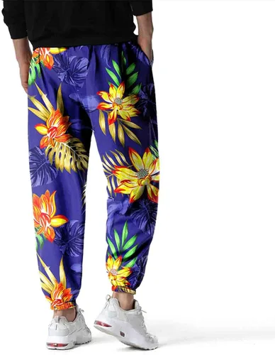 Vista 2 de MYNKYLL Pantalones de primavera y verano para hombre casuales versátiles pintados sueltos talla grande a la moda bolsillo para la playa ajuste