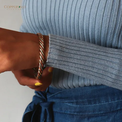 Vista 23 de Pulseras de cobre para hombres y mujeres Juego de 3 con caja de regalo Hecho a mano 100% cobre Regalo para mujeres y hombres