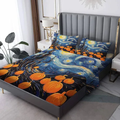 Vista 10 de Sábanas de hojas de otoño tamaño individual – Sábanas de cama de hoja de arce de otoño, microfibra suave, bolsillo profundo, sábanas y fundas