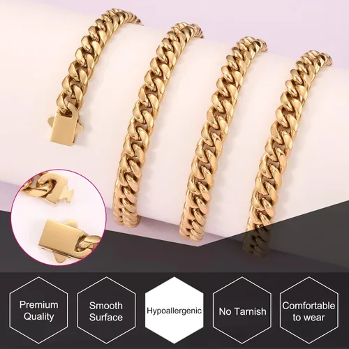 Vista 3 de Collar de cadena de eslabones cubanos para hombres, niños y mujeres, 0.315 pulgadas de ancho, 161820202224 pulgadas de longitud, collar de cadena