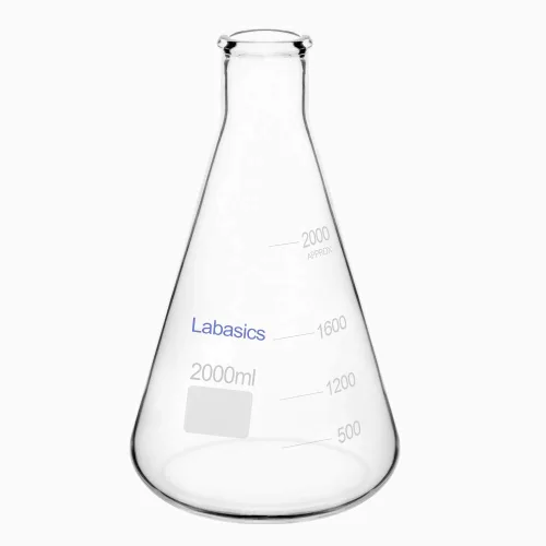 Vista 10 de Labasics Erlenmeyer - Frasco de vidrio de boca estrecha de vidrio de borosilicato con borde resistente, 8.5 fl oz