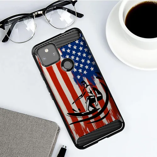 Vista 3 de CasesOnDeck - Funda compatible con Google Pixel 5A (2021) / Pixel 5A 5G, funda delgada de fibra de carbono TPU para acentuar arañazos y caídas, tema