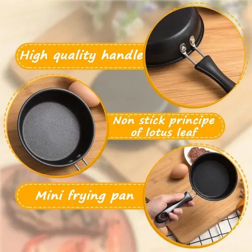 Vista 3 de Mini sartén de inducción para huevos de 4.7 pulgadas, resistente al calor Single Egg Frying Pan, Nonstick Mini Skillet with Heat-Resistant Handle