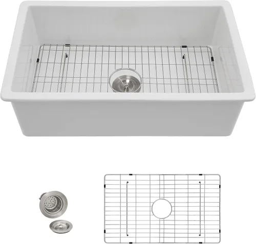 Vista 10 de Lavandería blanca de 24 "x18" Lavabo de porcelana de cerámica de Blanco