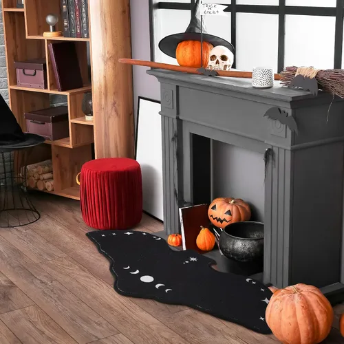 Vista 4 de Harloon Tapete gótico de baño de 3 piezas de 16 x 32 pulgadas, espeluznante, tapete gótico de baño, tapete de baño gótico de terror, decoración