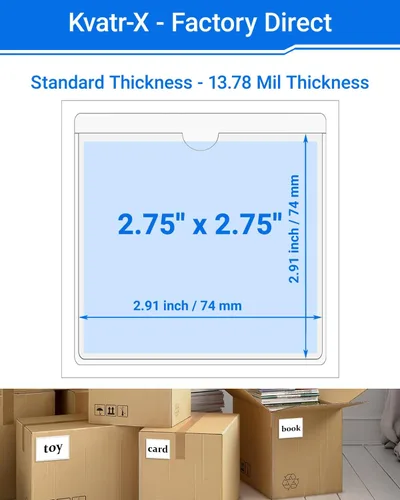 Vista 76 de 30 PCS Clear Self Adhesive Plastic Label Pockets, Top Loading Business & Library Index Card Holders, Peel and Stick Sleeves for Storage Bins, Totes