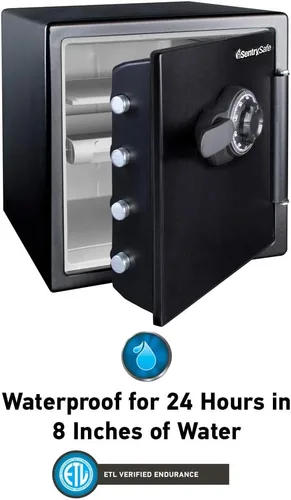 Vista 2 de SentrySafe Caja de seguridad contra incendios, caja de seguridad extra grande con clave, 1,23 pies cúbicos, SFW123CU
