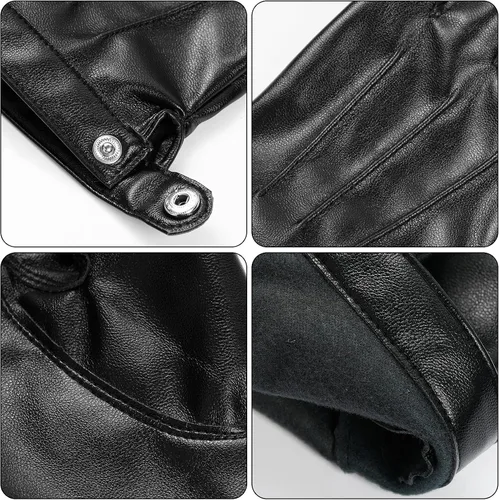 Vista 4 de Guantes de piel sintética sin dedos, guantes deportivos de medio dedo para deportes al aire libre, guantes punk de motociclista negros para mujeres