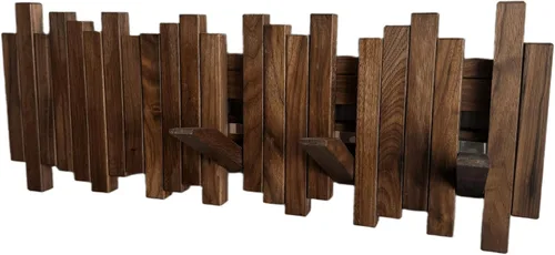 Vista 7 de Perchero de madera natural para piano de pared Perchero de pared Perchero de pared abatible con 5 ganchos Perchero de entrada, hecho de madera