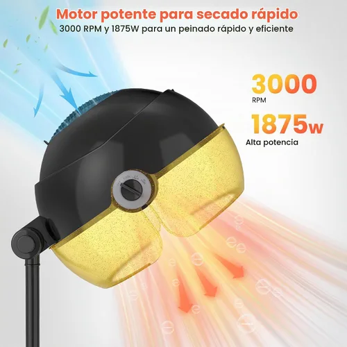 Vista 5 de TASALON Secador de pelo con capucha iónico para el hogar, secador portátil Dorado