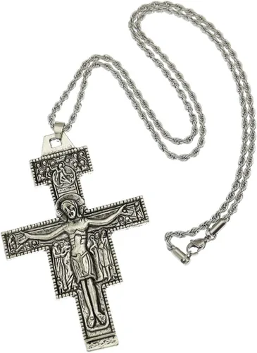 Vista 5 de RechicGu - Collar con crucifijo católico de San Francisco de Asís (3.3 in)