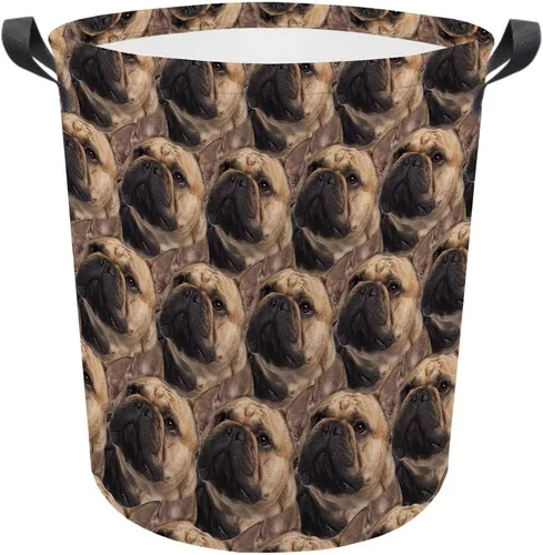 Vista 6 de Cesta de lavandería con cara de perro, cesta de lavandería plegable con asa de tela impermeable, caja de juguetes, cesta de almacenamiento de ropa