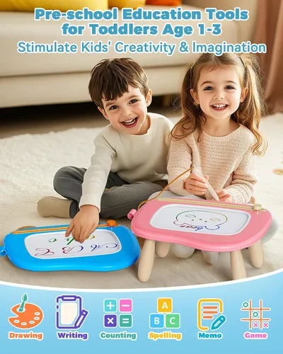 Vista 5 de KOKODI Pizarra de Dibujo Magnética, Juguetes para Niñas de 1-2 Años, Gran Pizarra de Garabatos para Aprender y Educar, Juguetes para Bebés y Niños