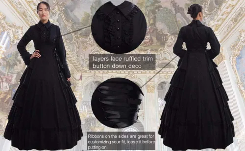 Vista 6 de GRACEART - Disfraz estilo victoriano , rococó, para mujer (vestido y miriñaque)