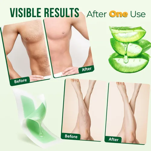 Vista 4 de Kit de tiras de cera para depilación: 60 piezas, 40 tiras de cera para el cuerpo y 20 tiras de depilación facial para cara, cejas, brazos, piernas