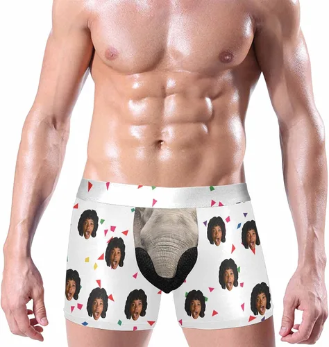 Vista 3 de Calzoncillos tipo bóxer con nariz de elefante para hombre, con foto personalizada, con cara divertida, para hombre, los mejores regalos