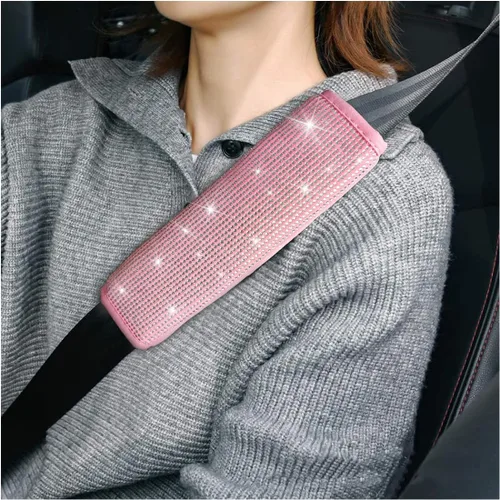 Vista 9 de Almohadillas para cinturón de seguridad de coche brillantes, 2 piezas, fundas para cinturón de seguridad de coche con cristales de strass