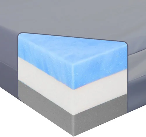 Vista 3 de Colchón de espuma viscoelástica para incontinencia impermeable, parte superior infundida de gel, funda de vinilo sellada, fácil de limpiar