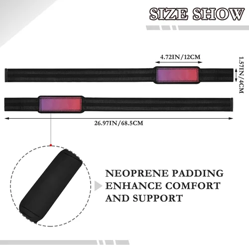 Vista 3 de Purple Red Gradient Lifting Wrist Straps 26" Power Workouts Wrist Straps for Weightlifting, Bodybuilding, Powerlifting & Deadlift