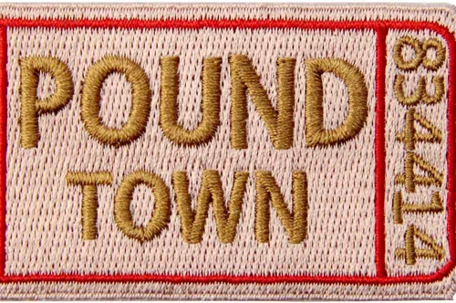 Vista 2 de Boleto para Pound Town Parche Bordado Divertido Biker Moral Apliques Hierro Sobre Coser Emblema