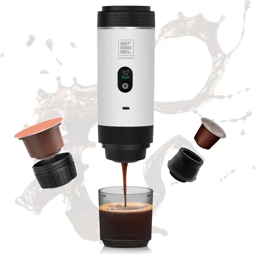 Vista 8 de Cafetera eléctrica portátil, cafetera de coche para viajes y campamento, cafetera a batería compatible con café molido y cápsulas NS, color negro