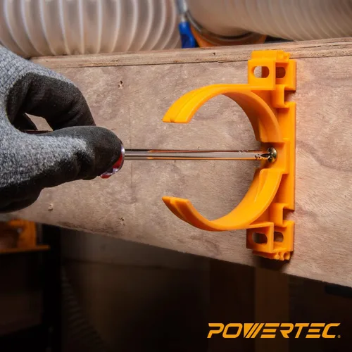 Vista 5 de POWERTEC 70342-P2 Perchas de estilo abierto para tubería y manguera de recolección de polvo de 2-1/2 pulgadas con múltiples opciones de montaje
