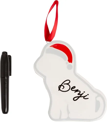 Vista 19 de Kate & Milo Adorno de hueso con estampado de pata de Navidad, recuerdo navideño para mascotas, blanco Pet-Safe Clay, No-Mix or Bake DIY Keepsake