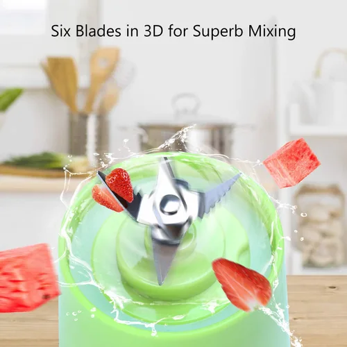 Vista 2 de Licuadora portátil, mezcladora personal de frutas recargable con USB, mini licuadora para batidos, jugo de frutas, batidos de leche, 12.8 fl oz