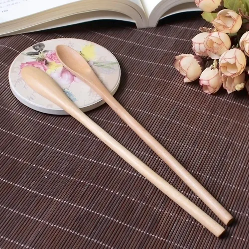 Vista 5 de Meiyahome - Cuchara helada ovalada de madera de 8.3 in, cuchara elíptica, cuchara agitadora de madera maciza, cuchara larga de madera, cuchara