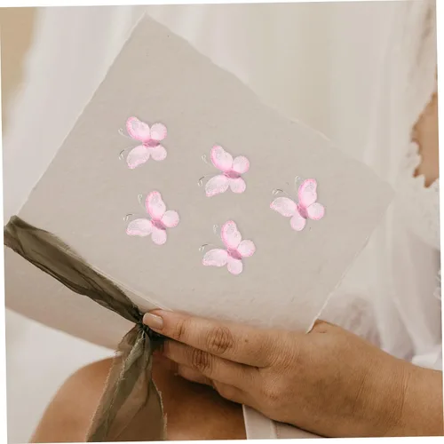 Vista 4 de NUOBESTY 50 alas de nailon de organza con purpurina de malla con purpurina para decoración de mariposas, gema decorativa con purpurina para mesa