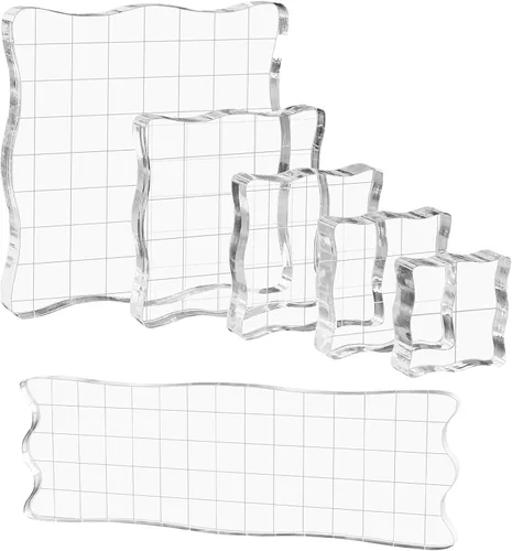 Vista 13 de Briartw Kit de bloques de sello de acrílico transparente con líneas de rejilla, 3 piezas de bloque de sello acrílico, juego de herramientas de 3