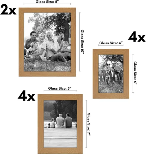 Vista 2 de Americanflat Juego de 10 marcos de fotos con vidrio inastillable, juego de marcos de pared para galería con dos marcos de 8 x 10 pulgadas, cuatro