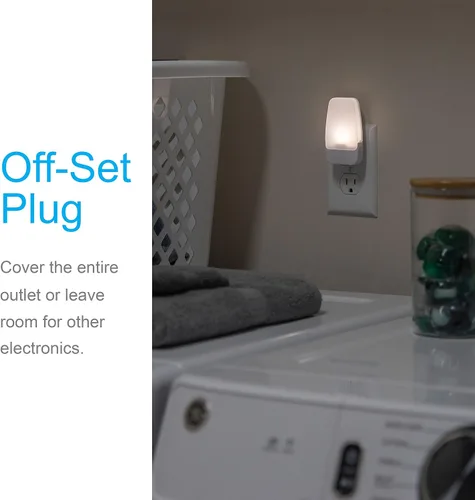 Vista 7 de GE Protector SurGE de 6 tomas, cable de extensión de 10 pies, tira de alimentación, 800 julios, enchufe plano y luz nocturna LED, enchufe, sensor