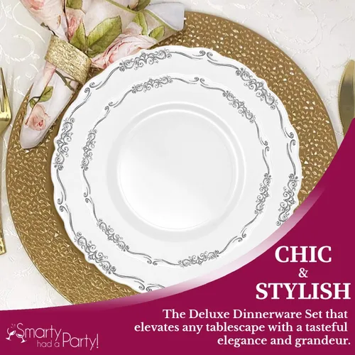 Vista 4 de Elegantes platos de plástico desechables, platos llanos de plástico, platos desechables para fiestas, platos de plástico desechables, platos