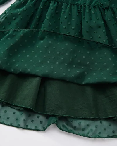 Vista 7 de Vestidos de verano para niñas pequeñas, con volantes, sin mangas, con lunares suizos, vestido de fiesta sólido para 18M-6 años
