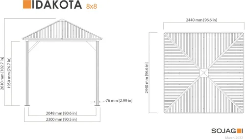 Vista 8 de Sojag Gazebo de techo rígido Dakota para exteriores de 8 x 8 pies
