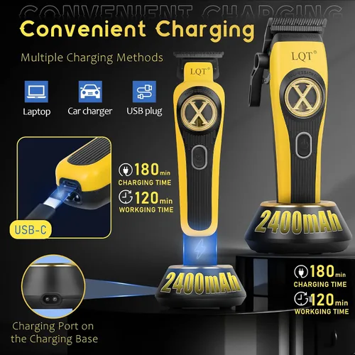 Vista 4 de Cortapelos profesionales recargables para hombres, juego de cortapelos inalámbrico de 9000 RPM con recortador, estuche y potente motor para cortar