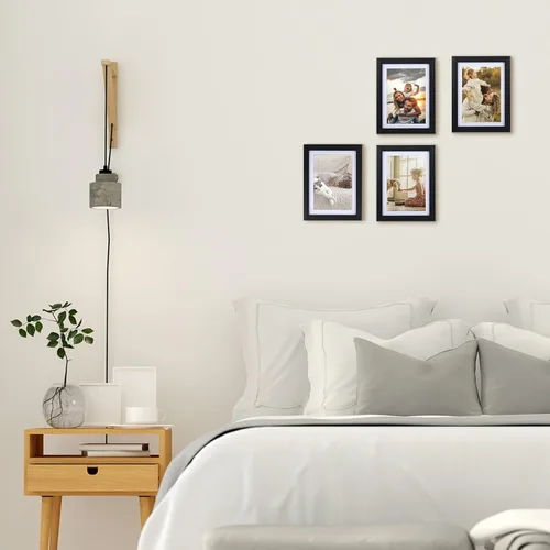 Vista 4 de Giftgarden - Juego de 4 marcos de fotos de 13 x 18 cm, color negro, con paspartú de 15 x 20 cm para mostrar fotos de 13 x 18 cm con paspartú o de 15