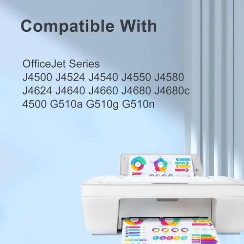 Vista 2 de TEINO Cartuchos de tinta 901 remanufacturados para HP 901 901XL 901 XL uso con impresoras HP OfficeJet J4680 J4580 4500 J4500 Series J4680c J4624