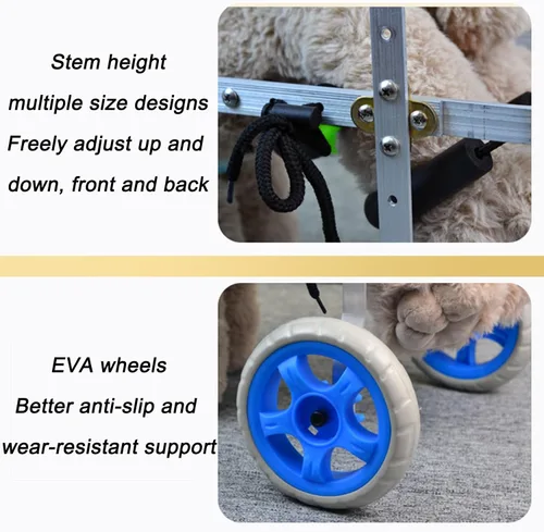 Vista 5 de Silla de ruedas ajustable para perro, silla de ruedas para mascotas de 2 ruedas, silla de ruedas ligera para perros y patas traseras, carrito