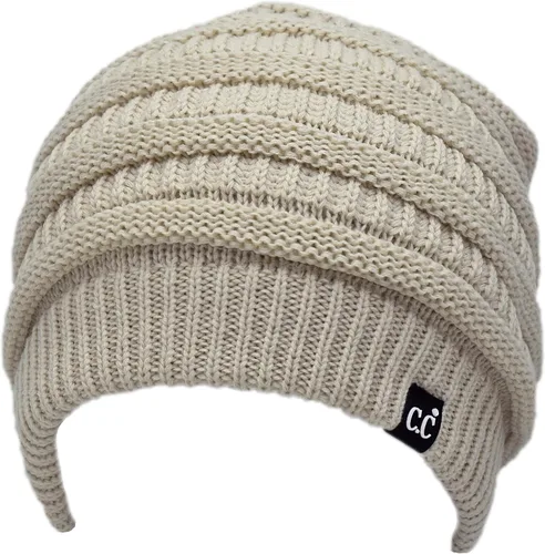 Vista 32 de C.C Winter Oversized Beanie Hat with Fuzzy Lining – Thick Knit Thermal Beanie for Cold Weather, Soft Warm Fleece Lined Cap