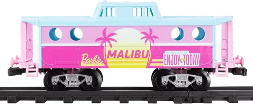 Vista 15 de Lionel Mattel Barbie - Juego de tren de juguete con control remoto, locomotora, vagones de tren y pista con sonidos auténticos de tren, luces